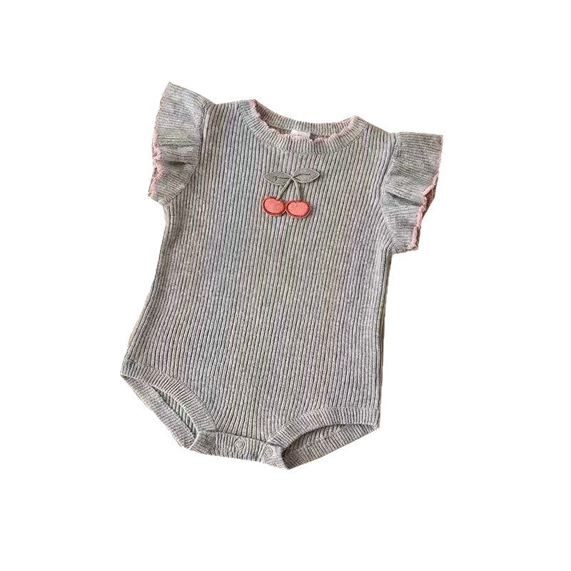 Summer baby bag butt shirt flying sleeves baby girl clothes small monthly age summer thin summer clothes infant bag butt