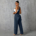 50-65610#  women's fashion european and american style spicy girl overalls jumpsuit wide leg straight leg denim pants