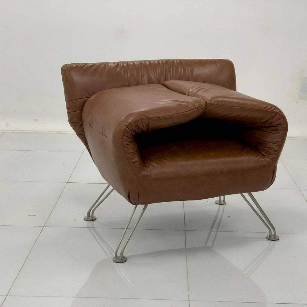 Italian desede leather casual chair, vintage-inspired folding airplane chair, armchair, single chair, sofa chair, recliner