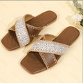 Summer ethnic style criss-cross strap open-toe flat sandals women's bohemian woven casual beach slippers