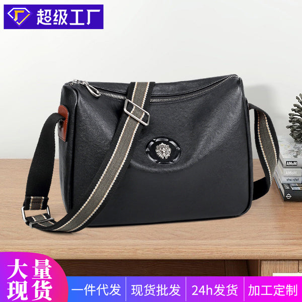 New shoulder bag men's leather casual multi-functional horizontal casual messenger bag first layer cowhide large-capacity men's bag tide