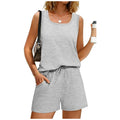 Amazon fashion cross-border y2 women's summer casual shorts suit vest square neck sleeveless sportswear with mouth