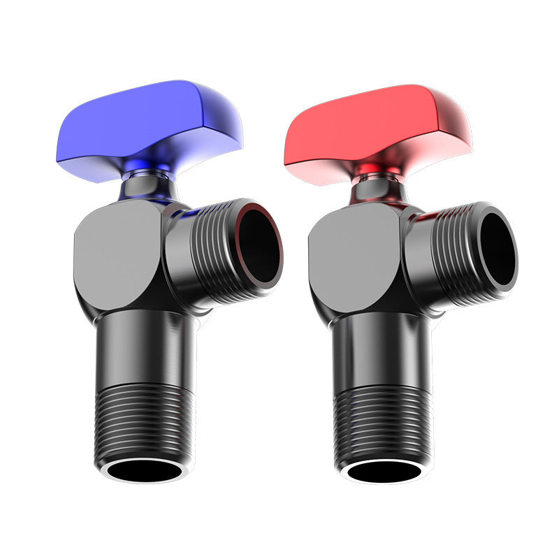 All copper large flow angle valve ball valve full open ball core triangle valve joint toilet water heater 4 points hot and cold water angle valve