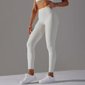 Fashionhigh waist tummy control nude yoga pants for women without embarrassing lines hip lifting elastic leggings peach sports fitness pants