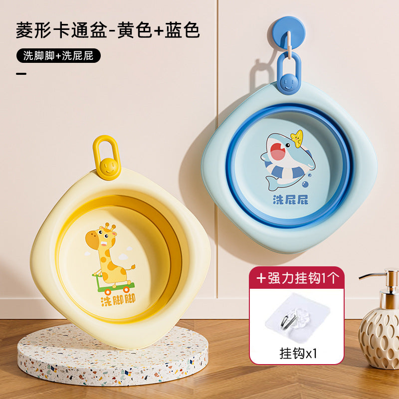 New arrivalkids cartoon foldable washbasin newborn baby essential foot washing butt special vertical material small basin