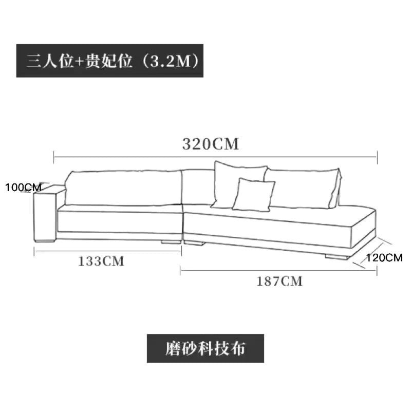 Italian high-end technology fabric sofa, budapest living room, special-shaped corner, modern minimalist curved no-wash sofa