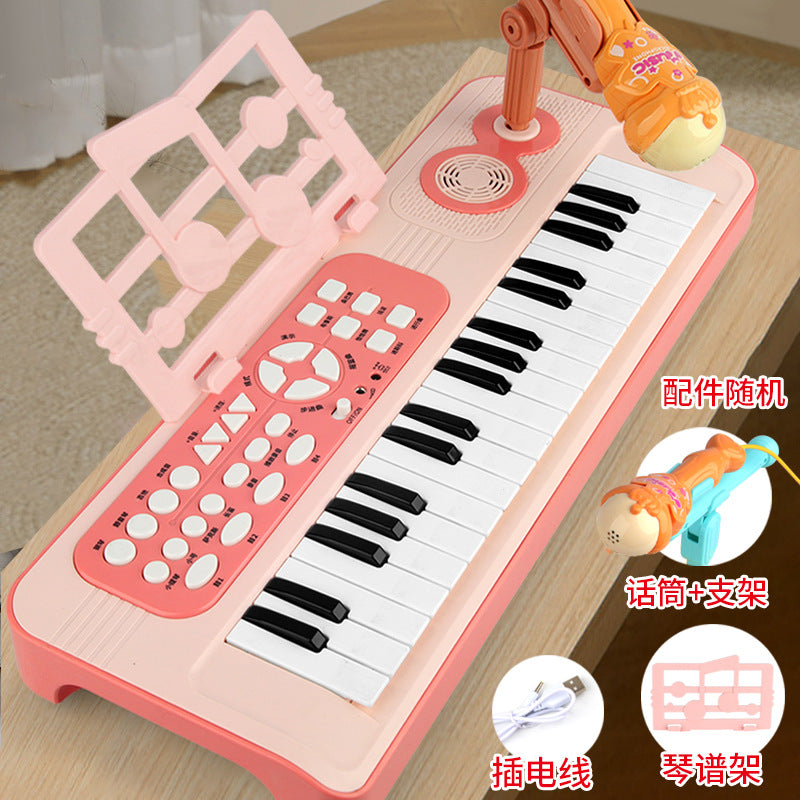 Children's electronic keyboard - beginner level, suitable for boys and girls, home use with microphone, playable 37-key baby piano toy, birthday gift