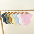 Baby short-sleeve romper - lightweight summer bodysuit for newborns, unisex, snap-crotch, triangle design, printed -  collection