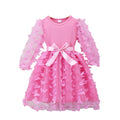Girls' dress for toddlers and young children, 3d butterfly mesh dress