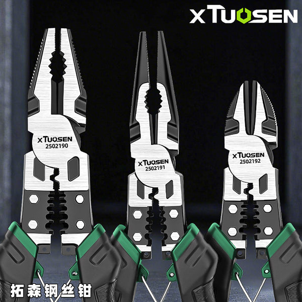 Tuosen pointed nose pliers Daquan Multifunctional wire stripping pliers Steel wire pliers 8 inch electrician special tiger pliers for manual use