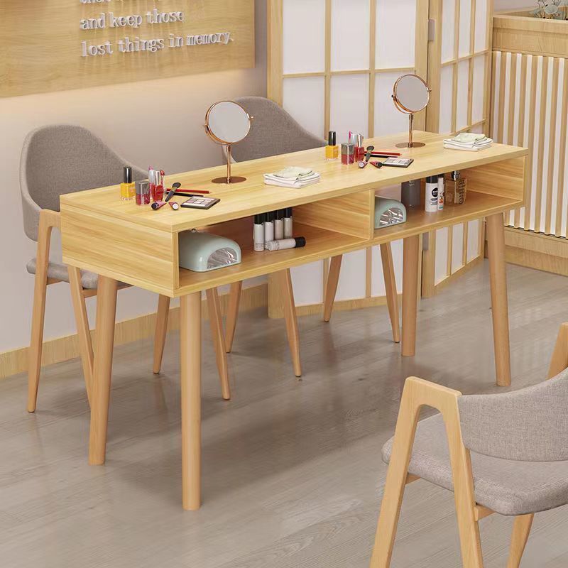 Minimalist nail table - modern japanese style solid wood manicure table - single/double/double-layer nail table with nail chair