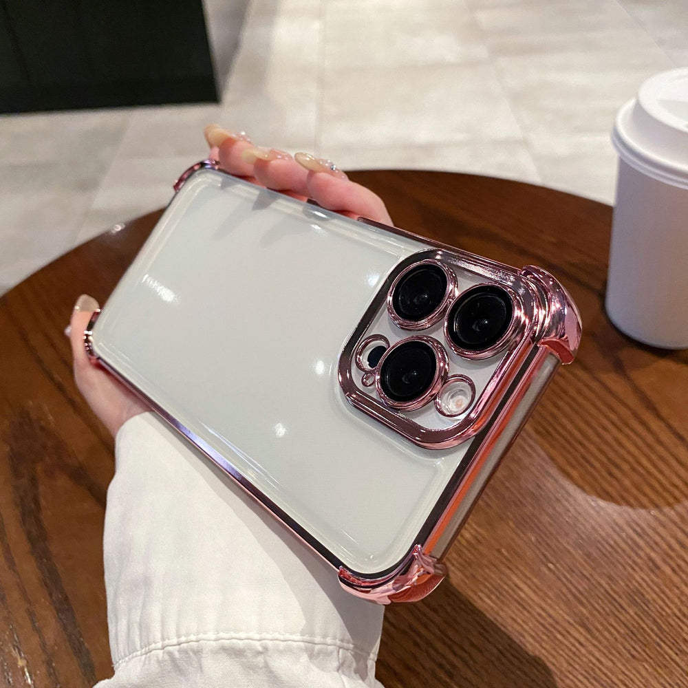 Suitable for apple 16 mobile phone case, all-inclusive lens film, iphone17 four-corner anti-fall electroplated airbag soft shell protective cover