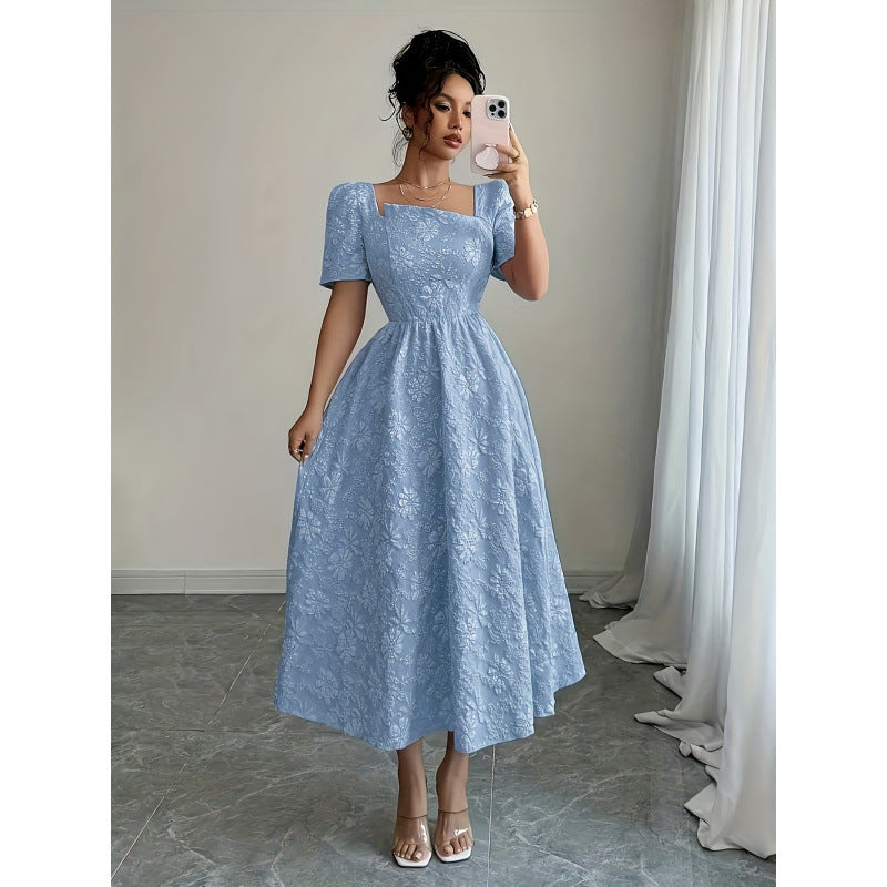 code new arrival  original women's elegancestylish neckline short-sleeved a-line skirt