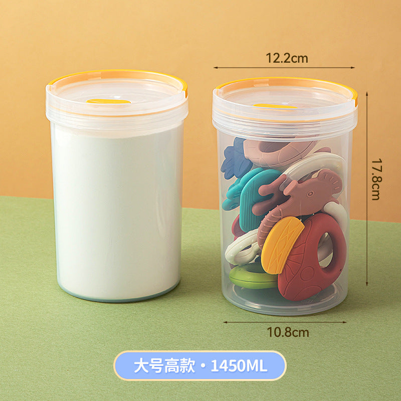 Japanese desktop round transparent storage box plastic sealed baby milk powder box food grade portable storage tank