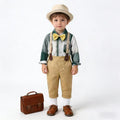 Factory direct export boys' suit: long-sleeved plaid shirt british style formal wear, boys' suit for spring and autumn, children's clothing