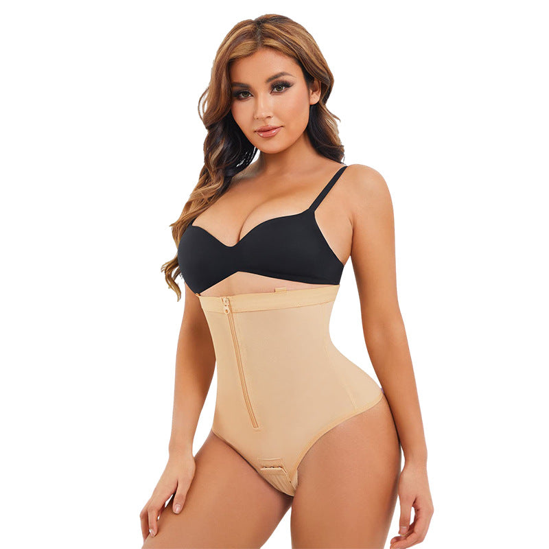 Strong tummy control sling zipper seamless seamless hip lifting body shaping jumpsuit waist protector women's body shaping corset chest corset