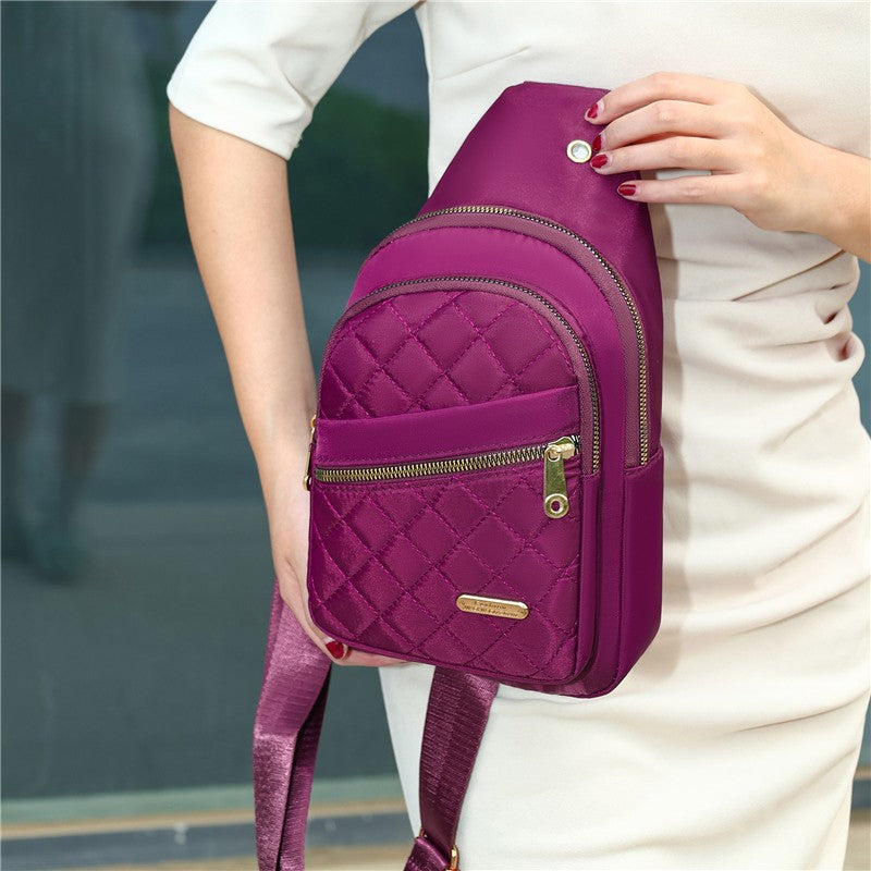 Cross-border simple fashion breast bag women's anti-splashing casual versatile simple messenger bag daily commuting diamond shoulder bag