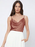 Suit with artificial silk satin suspenders women's stacked collar outwear sexy bottom swing collar short tops