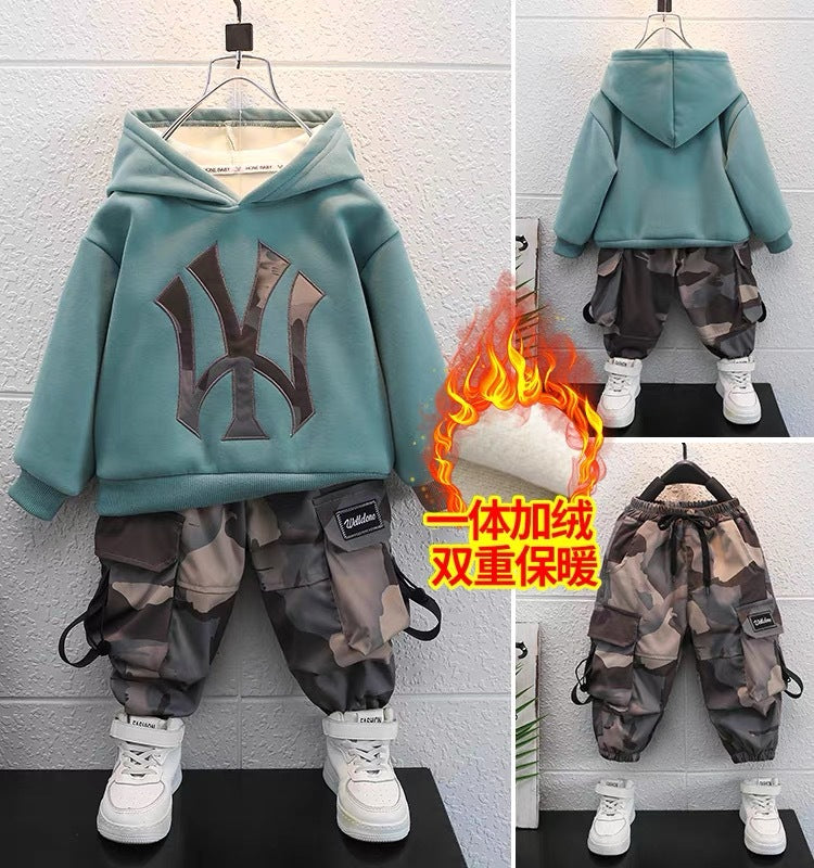 autumn/winter kids' trendy hoodie set - new korean style fashionable casual outfit for boys and girls - wholesale supply
