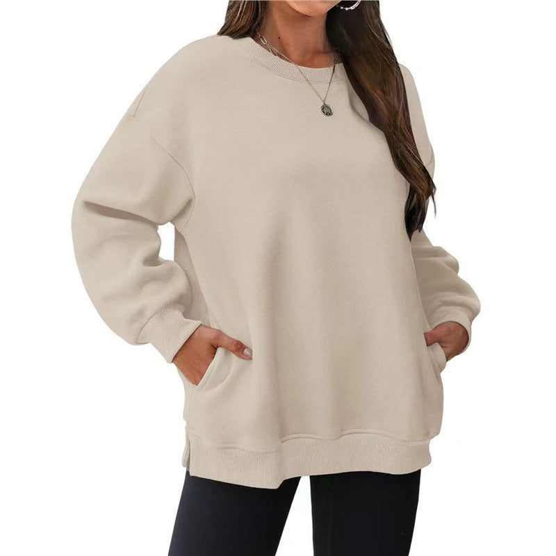 women's relaxed fit crewneck sweatshirt - autumn/winter casual top, european & american street style