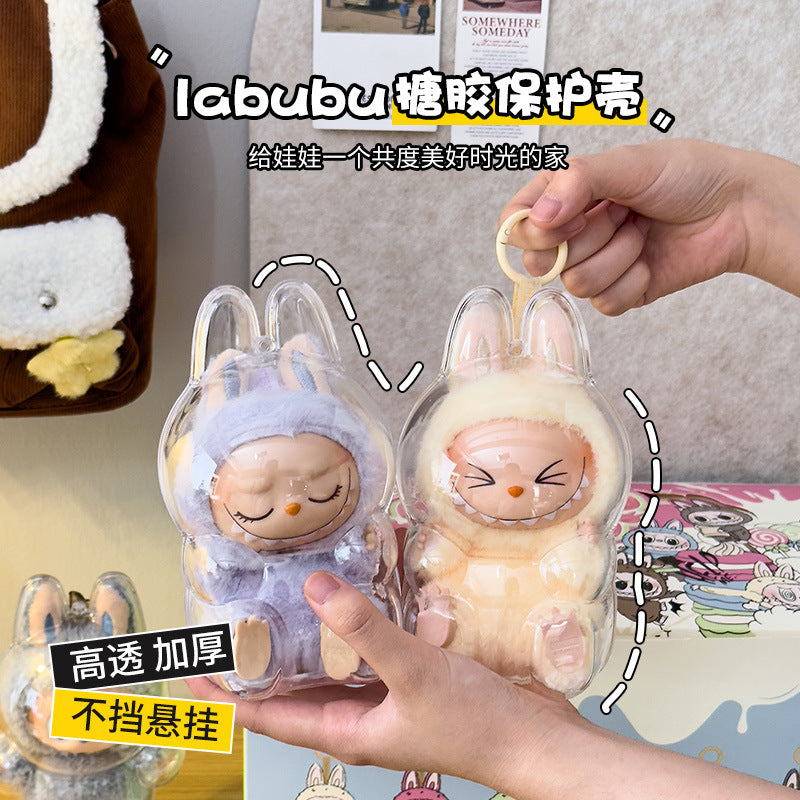 Doll pendant storage box transparent dustproof independent protective case storage backpack pendant labubu waterproof protective cover