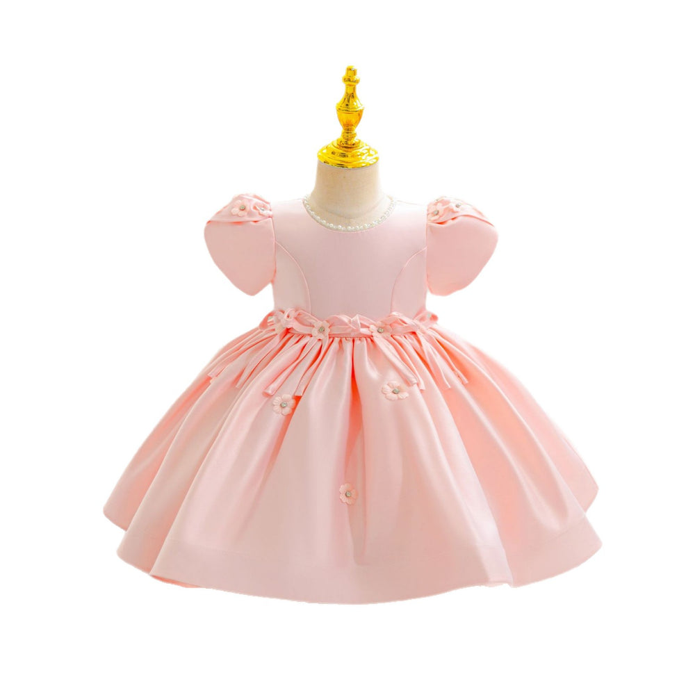 New arrival: children's satin beaded princess dress - perfect for baby girls' birthday parties and special occasions