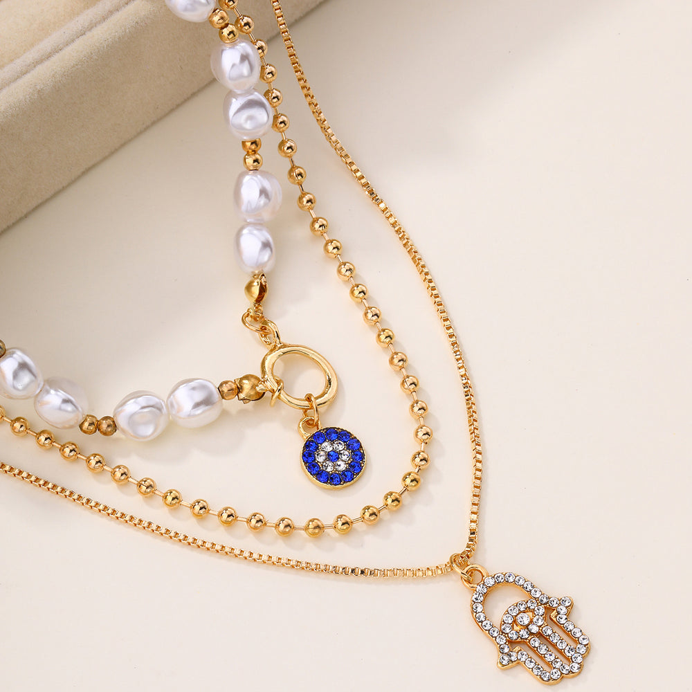 Pearl necklace wholesale - new european & american cross-border style - alloy diamond pendant - women's accessories - niche, high-end, statement jewelry