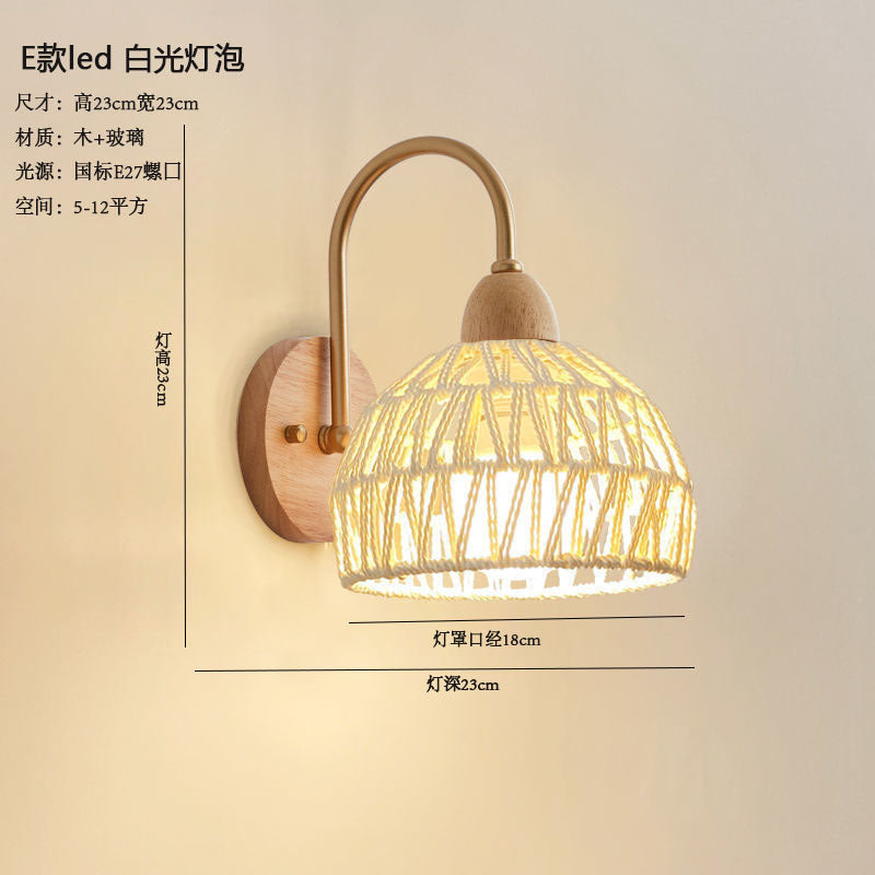 Log wind wall lamp Japanese living room wall lamp wabi wind bedroom bedside lamp B & B universal variety of lighting