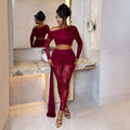 Sexylace oblique shoulder navel-baring tops high waist pleated streamer tights nightclub party sexysuit cross-border