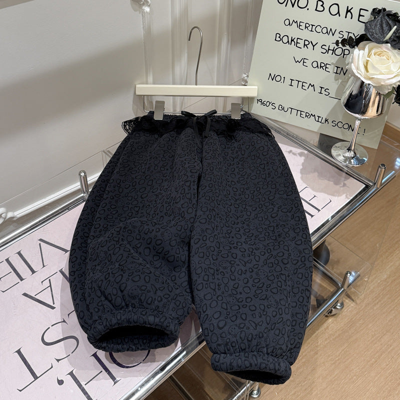 Trendy fall/winter girls' fleece-lined thickened cotton pants - korean style warm, stylish, and casual kids' clothing