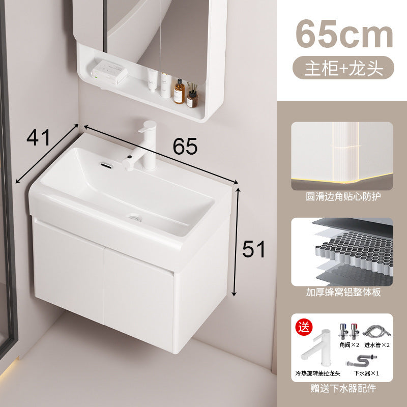 Small apartment circular arc bathroom cabinet deepened wash basin space honeycomb aluminum washbasin cabinet combined toilet washbasin