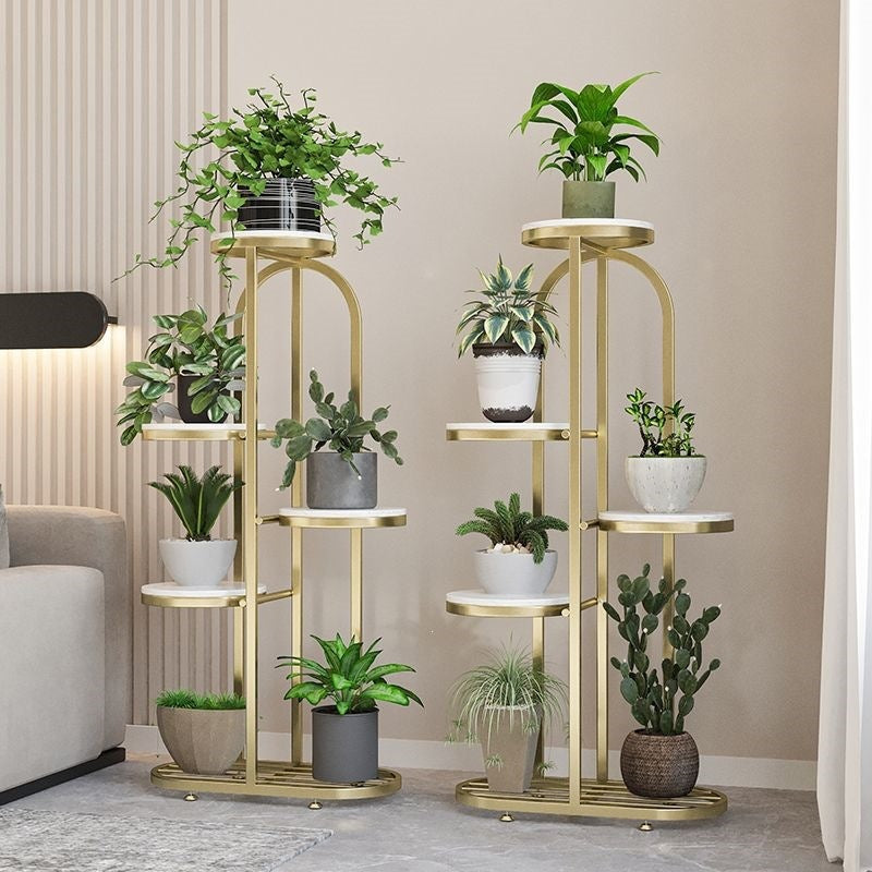 Accessible luxury multi-layer floor-standing flower shelf indoor living room storage rack iron art succulent flower rack balcony plant flower pot rack