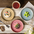Retro kiln round disc with edge afternoon tea cake plate coffee cup and saucer restaurant bone plate snack plate for home fruit plate