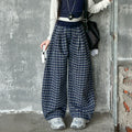 Girls' spring/autumn plaid wide-leg pants,  new autumn casual straight-leg scimitar pants for children, mid-to-large size kids' trousers