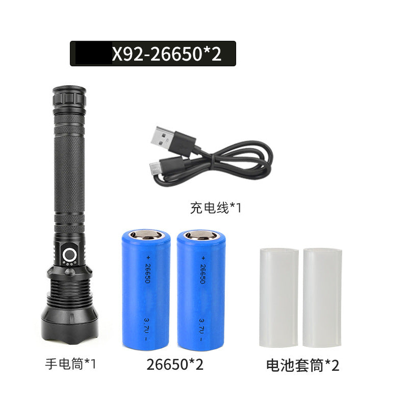 Cross-border P70 strong light flashlight outdoor waterproof USB charging retractable zoom high power LED flashlight