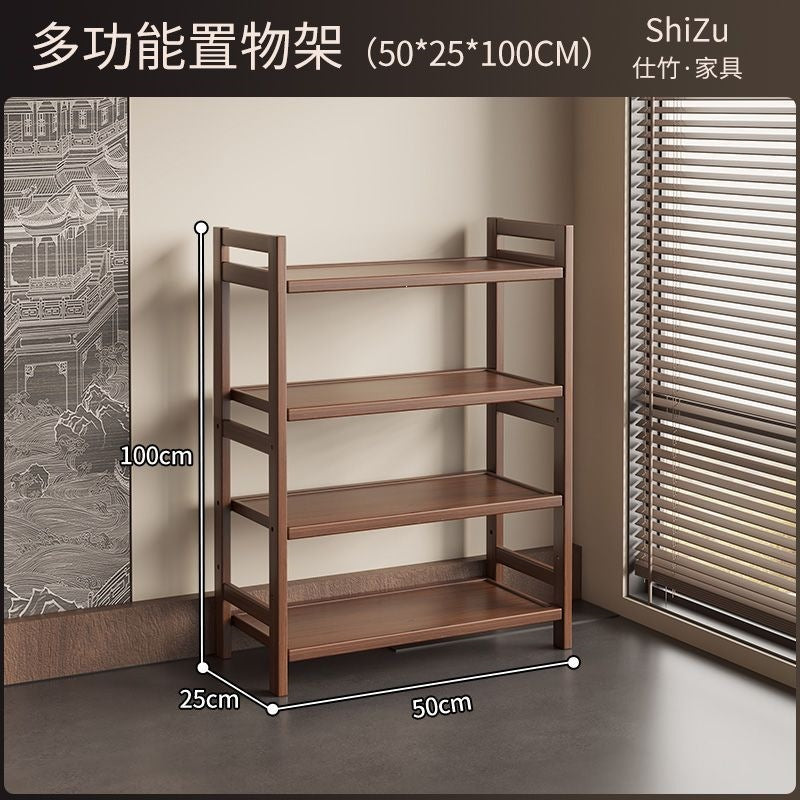 Solid wood chinoiserie tea set storage rack tea ornaments display rack tea cabinet small tea room storage cabinet