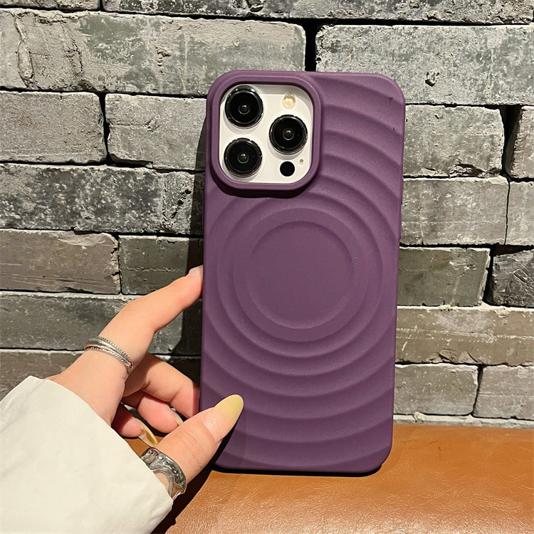 Sun shell suitable for apple 16pro magnetic ring pattern mobile phone case iphone12/15 pure color tpu protective cover