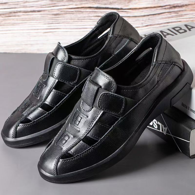 New arrival business hole cool leather shoes men's casual wedding groom british sandals summer breathable youth pointed toe men's shoes