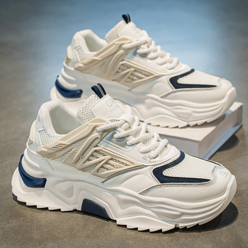 Men's 2025 new winter mesh breathable soft sole athletic casual shoes - youth height increasing chunky sole dad sneakers