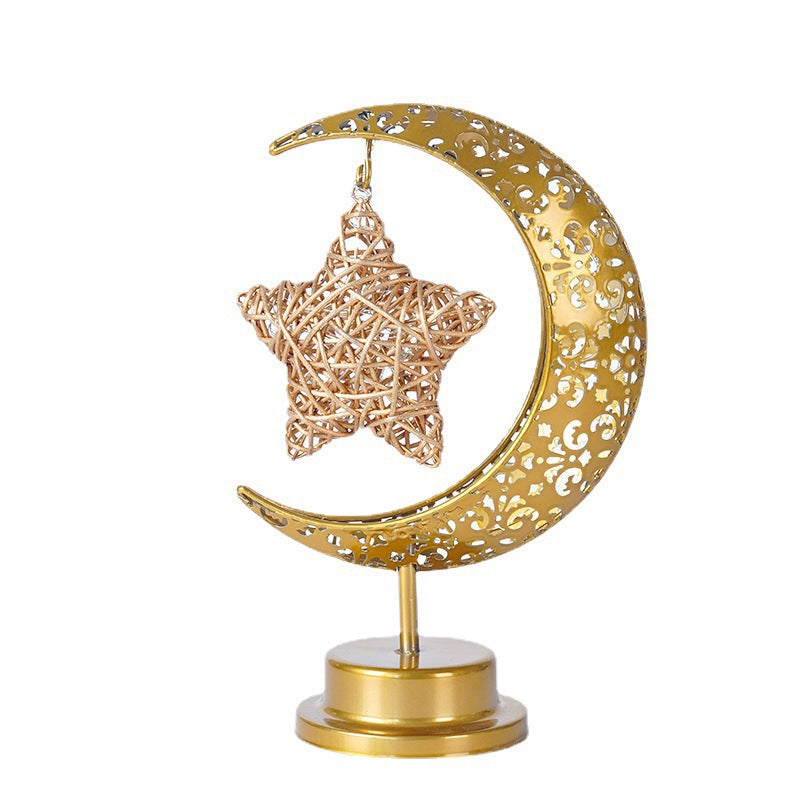 Cross-border LED wrought iron star moon round ball night light festival decoration bedroom table lamp atmosphere modeling light