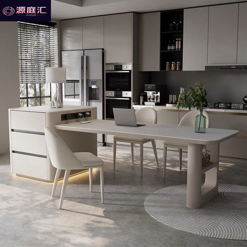 For home slate island table dining table all-in-one dual-purpose retractable classy solid wood dining table and chairsaccessible luxury creative dining table island