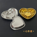 Creative korean style 304 stainless steel heart-shaped snack plate dessert dish bbq tray gold fruit salad bowl