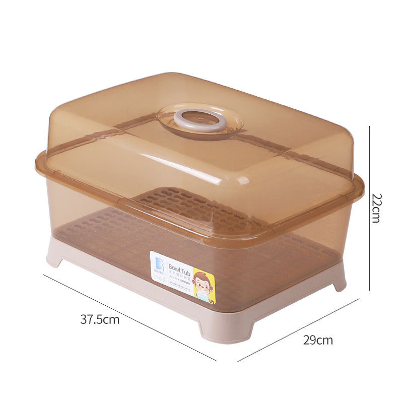 Household Drain Bowl Rack Cupboard Cutlery Kitchen Tableware Storage Box with Lid Japanese Plastic Double Dish Drain Rack