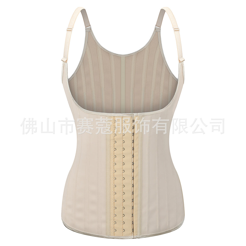 Latex shapewear 25 steel bone rubber buttoned breast support silm vest body shaping tummy control tight sports vest personalized