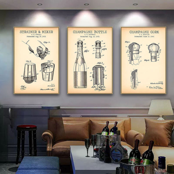 Whiskey Decomposition Drawings Cocktail Bartending Making Posters Bar Bistro Mural Wine Glass Decorative Painting