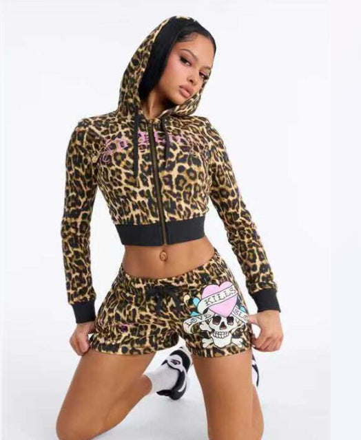 new spring women's outfit: spicy girl style printed shorts set - two-piece fashion set