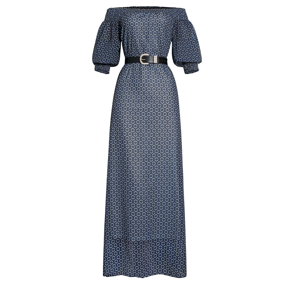 fashion dress  african plus size women's one-line high waist long skirt with belt