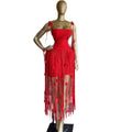 European and american cross-border women's fashion  spring new sexy chic tassel cami top and high-waisted midi skirt set