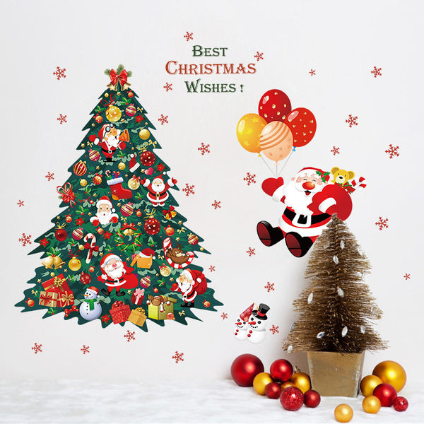 Wall sticker cartoon Christmas supplies Christmas tree snowflake window glass window decoration painting Removable wall sticker SK9116