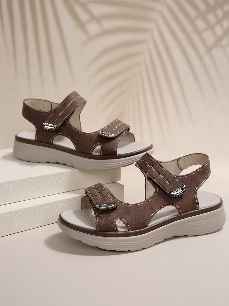 new summer women's summer sandals for export, plus size chunky sole casual sandals, ankle strap velcro sandals, women's shoes